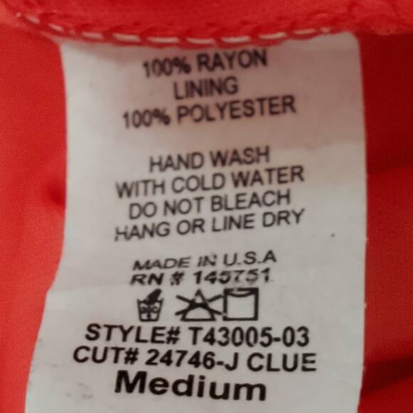 Peach Love Red/Orange V Neck Floral Top Medium - Picture 6 of 7